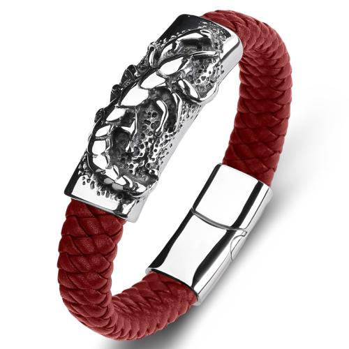 PU cavo bracciali, 304 acciaio inox, with PU, fatto a mano, unisex & formato differente per scelta & stili diversi per la scelta, nessuno, Venduto da PC