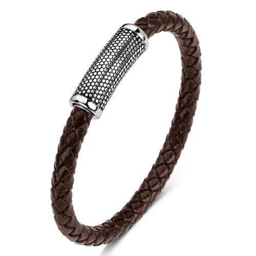 PU Leather Cord Bracelets 304 Stainless Steel with PU Leather handmade Unisex  Sold By PC