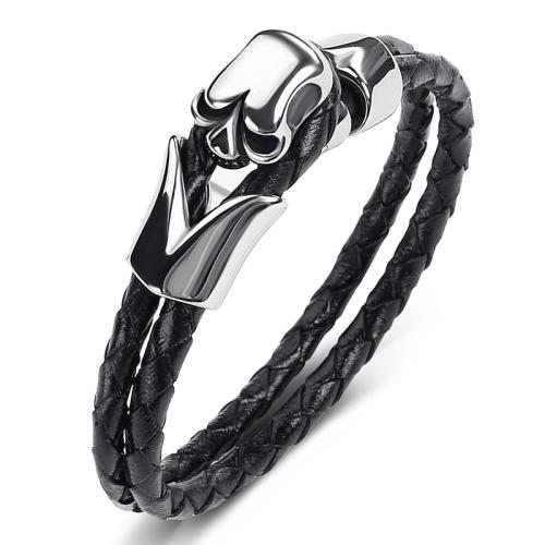 PU cavo bracciali, 304 acciaio inox, with PU, fatto a mano, unisex & formato differente per scelta, nessuno, Venduto da PC