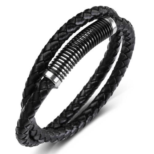 PU Cord Armbånd, 304 rustfrit stål, med PU, håndlavet, Unisex & forskellig størrelse for valg, flere farver til valg, Solgt af PC