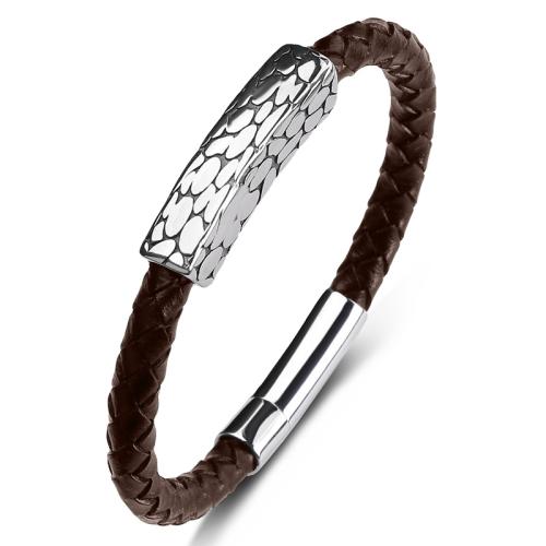 PU Leather Cord Bracelets 304 Stainless Steel with PU Leather handmade Unisex Sold By PC