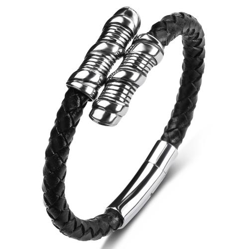 PU Cord Náramky, 304 Stainless Steel, s PU, ruční práce, unisex & různé velikosti pro výběr, více barev na výběr, Prodáno By PC