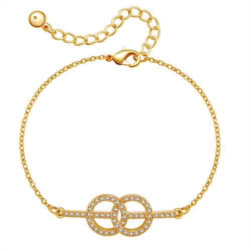 Cúbicos Circonia pulsera Latón Micro pavimenta, metal, chapado, micro arcilla de zirconia cúbica & para mujer, dorado, Vendido por UD