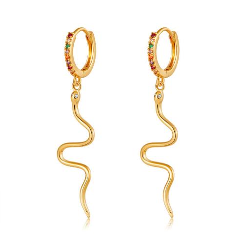 Boucles d'oreilles en laiton zircon cubique pavent, pavé de micro zircon & pour femme, doré, Vendu par paire