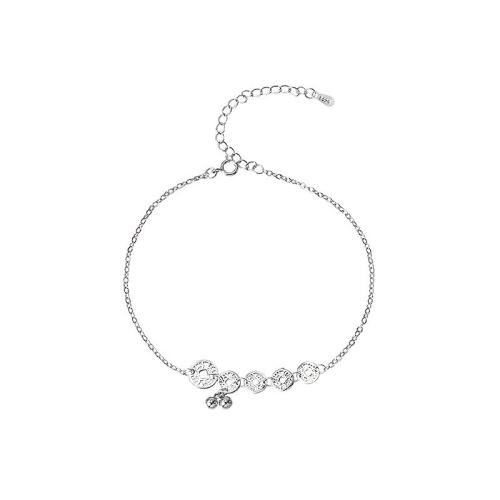 Fashion Sterling Sølv Anklet, 925 Sterling Sølv, med 3cm extender kæde, for kvinde, platin farve, Længde Ca. 19 cm, Solgt af PC