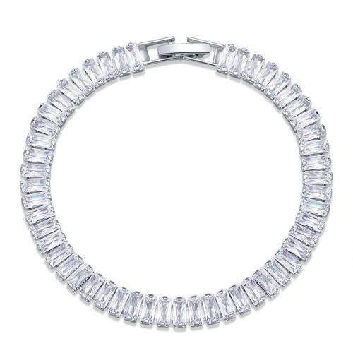 Cilindrata Zircone Bracciale in ottone micro pavimenta, stili diversi per la scelta & Micro spianare cubic zirconia & per la donna, color platino, Venduto da PC