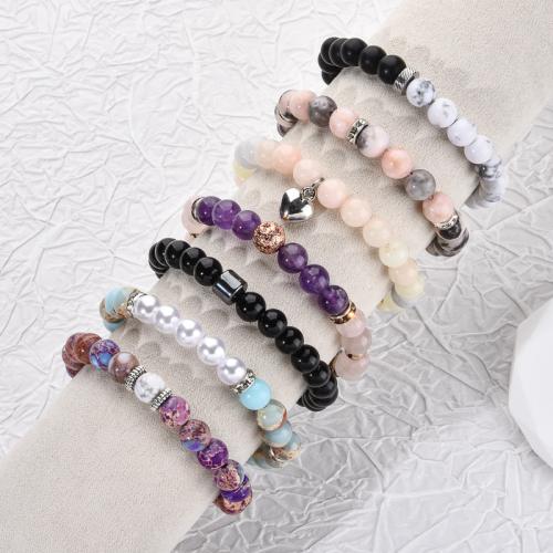 Gemstone Bracelet with Elastic Thread & Unisex Length 19 cm Sold By PC