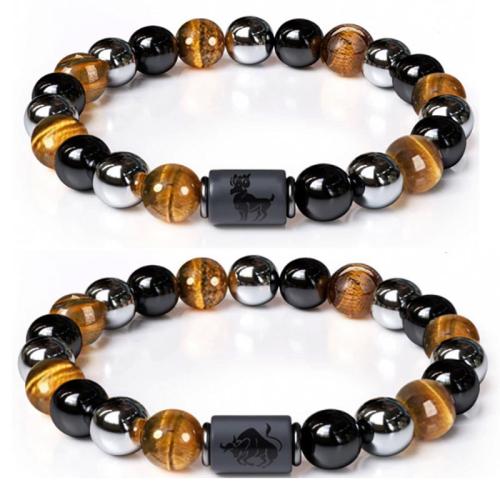 Natural Tiger Eye Bracelets with Obsidian & Hematite Unisex  Sold By PC