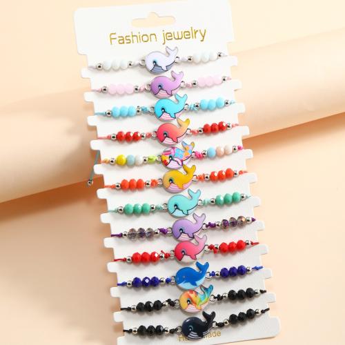 Zinc Alloy Bracelet with Polyamide & Glass Dolphin plated Unisex & enamel mixed colors nickel lead & cadmium free Sold By Set