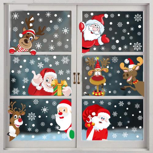 PVC Plastic Christmas Stickers with Paper printing & waterproof & double-sided Sold By Set