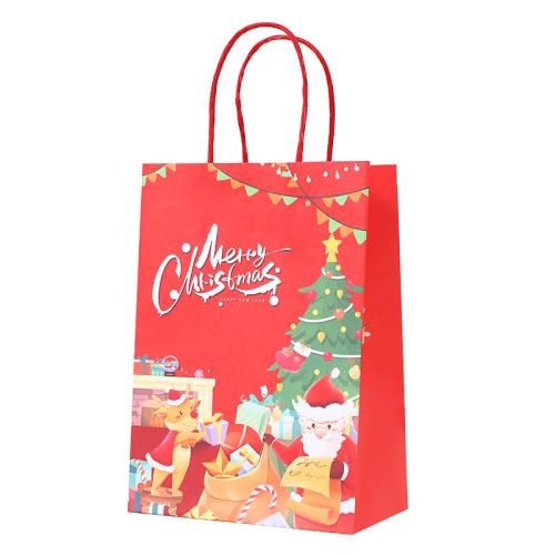 Kraft Christmas Gift Bag, Udskrivning, forskellig størrelse for valg & forskellige design til valg, Solgt af PC