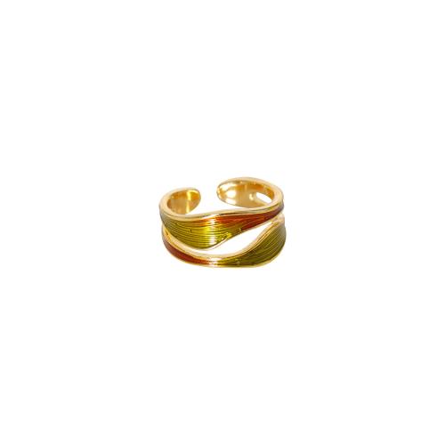 Messing ringen, 18K verguld, mode sieraden & voor vrouw & glazuur, gouden, Inner diameter 17mm, Verkocht door PC