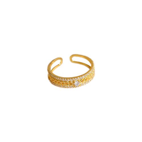 Cubic Zirconia Micro Pave Brass Ring fashion jewelry & micro pave cubic zirconia & for woman golden Inner diameter 17mm Sold By PC