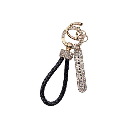 Sleutelhanger, Zinc Alloy, met PU, voor vrouw & met strass, meer kleuren voor de keuze, 120mm, Verkocht door PC