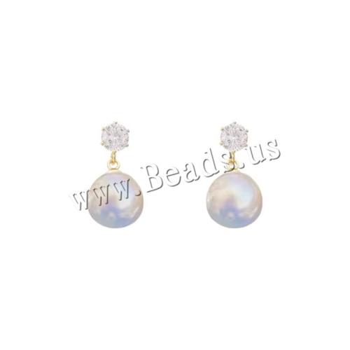 Lo zinco in lega Stud Earring, lega in zinco, with perla in plastica, gioielli di moda & per la donna & con strass, bianco, 27x14mm, Venduto da coppia