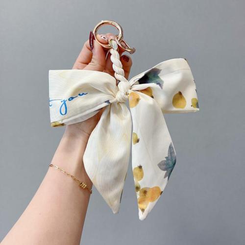 Bag Purse Charms Keyrings Keychains Zinc Alloy with Cloth Bowknot multifunctional & for woman 215mm Sold By PC