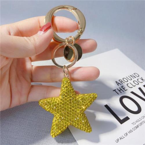 Key Chain, Zinc Alloy, Stjerne, multifunktionelle & for kvinde & med rhinestone, flere farver til valg, 55x120mm, Solgt af PC