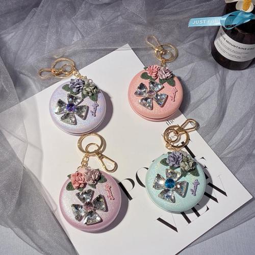 Bag Purse Charms Keyrings Keychains Zinc Alloy with Glass Rhinestone multifunctional & for woman mixed colors 70mm Sold By Set