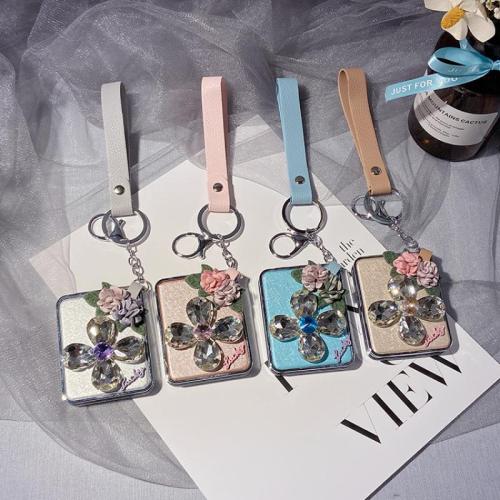 Bag Purse Charms Keyrings Keychains Zinc Alloy with Glass Rhinestone multifunctional & for woman mixed colors Sold By PC