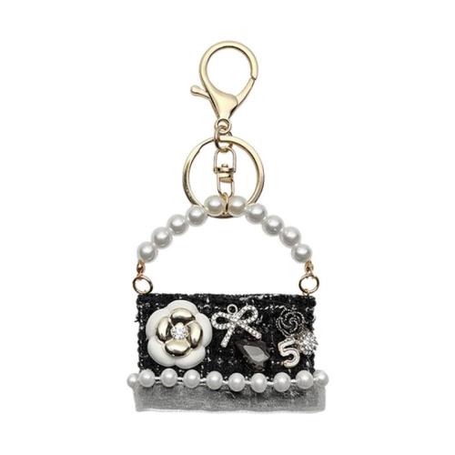 Key Chain, Cink Alloy, s Poliester & Plastična Pearl, Taška, višenamjenski & za žene, više boja za izbor, 135x65mm, Prodano By PC