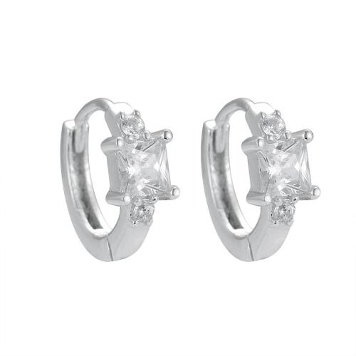 Cubic Zirconia Micro άνοιγαν Sterling Silver Σκουλαρίκι, 925 ασημένιο ασήμι, κοσμήματα μόδας & μικρο ανοίξει κυβικά ζιρκονία & για τη γυναίκα, 12.40mm, Sold Με Ζεύγος