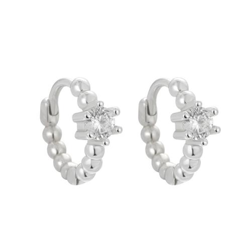 Cubic Zirconia micro pavimenta Sterling Silver Earring, 925 sterline d'argento, gioielli di moda & Micro spianare cubic zirconia & per la donna, 13mm, Venduto da coppia