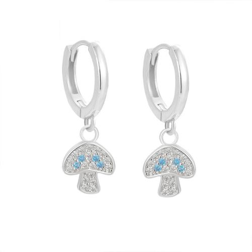 Cubic Zirconia Micro άνοιγαν Sterling Silver Σκουλαρίκι, 925 ασημένιο ασήμι, μανιτάρι, κοσμήματα μόδας & μικρο ανοίξει κυβικά ζιρκονία & για τη γυναίκα, 20.90mm, Sold Με Ζεύγος