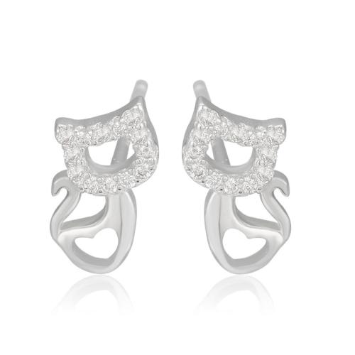 Kubinių Zirconia Mikro Pave sidabro auskarai, 925 sidabro, Bižuterijos & mikro nutiesti kubinių Zirconia & moters, 11.10mm, Pardavė Pora