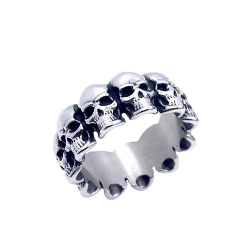 Stainless Steel Finger Ring 304 Stainless Steel Skull polished vintage & for man original color Sold By PC