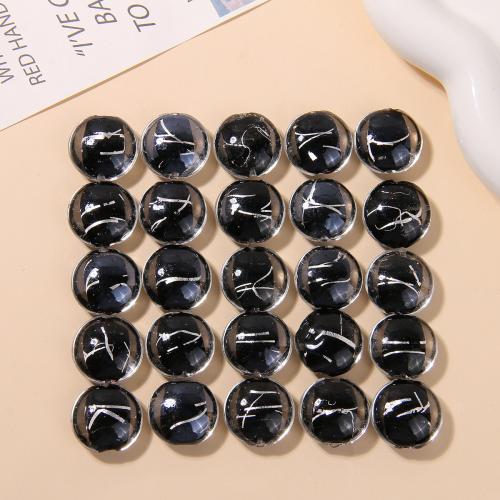 Granulos artesanais de  Lampwork, vidrilho, DIY, preto, 20mm, Aprox 100PCs/Bag, vendido por Bag