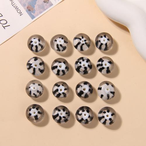 Lampwork Beads Flat Round DIY white and black 15mm Approx Sold By Bag