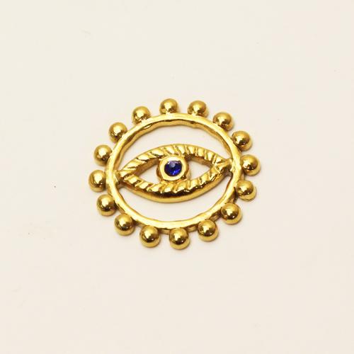 Evil Eye Pendants 304 Stainless Steel Vacuum Ion Plating DIY & evil eye pattern & with rhinestone golden Sold By PC