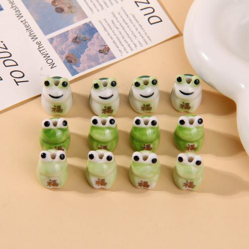 Porzellan Schmuckperlen, Frosch, DIY, keine, 18x14mm, ca. 100PCs/Tasche, verkauft von Tasche