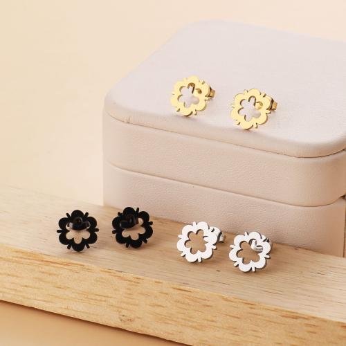 Stainless Steel Stud Earrings 316 Stainless Steel Flower plated for woman Sold By Pair