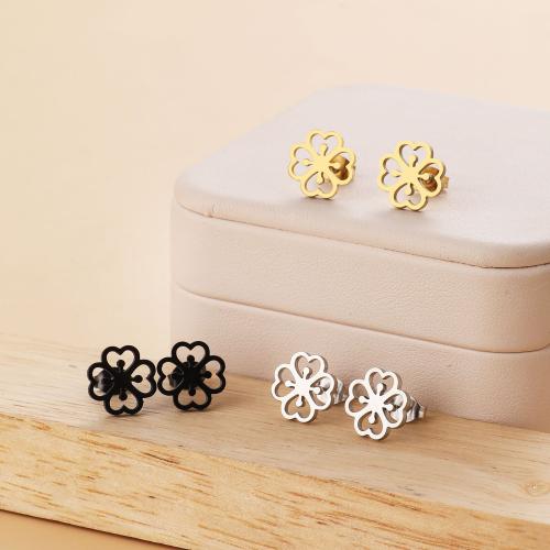 Stainless Steel Stud Øreringe, 316 Stainless Steel, Flower, forgyldt, for kvinde, flere farver til valg, Solgt af par