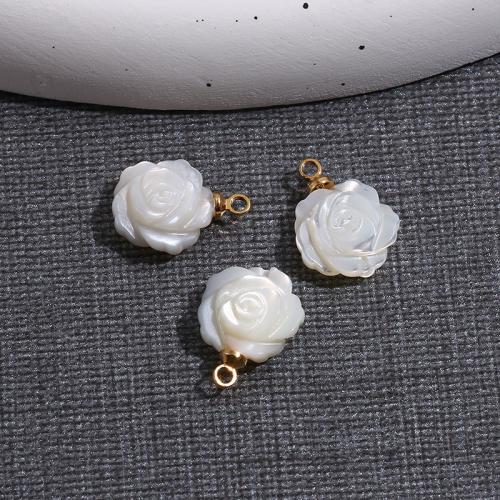 Ciondoli di conchiglia, cima guscio, Rose, DIY, bianco, 10x10mm, Venduto da PC