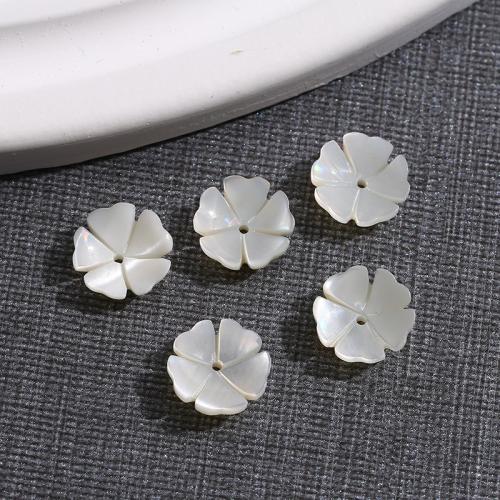 Haar stok bevindingen, White Lip Shell, Bloem, gepolijst, DIY, wit, 10x10mm, Verkocht door PC