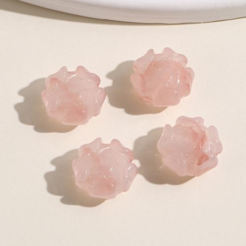 Resin Smycken Pärlor, Harts, Blomma, polerad, DIY, rosa, 14x14mm, Säljs av PC