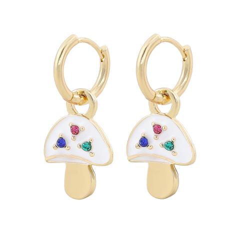 Zinc Alloy Drop Earrings gold color plated fashion jewelry & enamel & with rhinestone nickel lead & cadmium free Sold By Pair