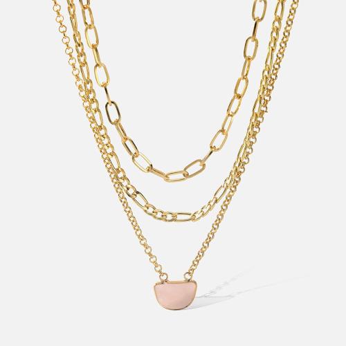 Zinc Alloy Jewelry Necklace with Natural Stone gold color plated fashion jewelry golden nickel lead & cadmium free Sold By PC