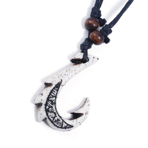 Resin Necklace with Wax Cord & Wood handmade fashion jewelry & for man Length 80-83 cm Sold By PC