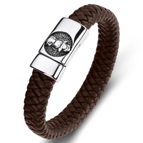 PU cavo bracciali, 304 acciaio inox, with PU, fatto a mano, unisex & formato differente per scelta & stili diversi per la scelta, nessuno, Venduto da PC