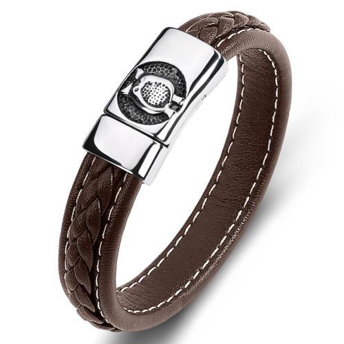 PU cavo bracciali, 304 acciaio inox, with PU, fatto a mano, unisex & formato differente per scelta & stili diversi per la scelta, nessuno, Venduto da PC