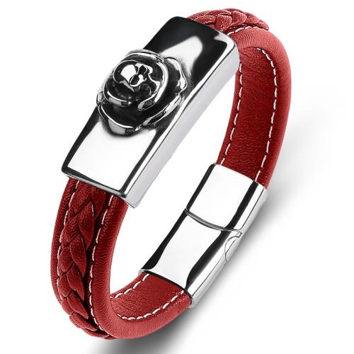 Bracelets cordon PU, Acier inoxydable 304, avec cuir PU, fait à la main, unisexe & normes différentes pour le choix & styles différents pour le choix, plus de couleurs à choisir, Vendu par PC