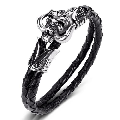 PU Leather Cord Bracelets 304 Stainless Steel with PU Leather handmade Unisex Sold By PC