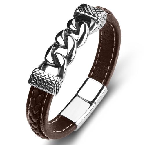 PU Leather Cord Bracelets 304 Stainless Steel with PU Leather handmade Unisex Sold By PC