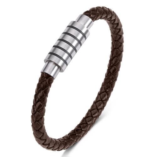 PU Leather Cord Bracelets 304 Stainless Steel with PU Leather handmade Unisex  Sold By PC