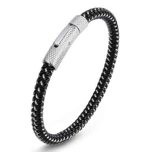 PU cavo bracciali, 304 acciaio inox, with PU, fatto a mano, unisex & formato differente per scelta, nessuno, Venduto da PC