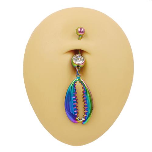 Zinc Alloy Belly Ring Unisex & micro pave cubic zirconia multi-colored Sold By PC