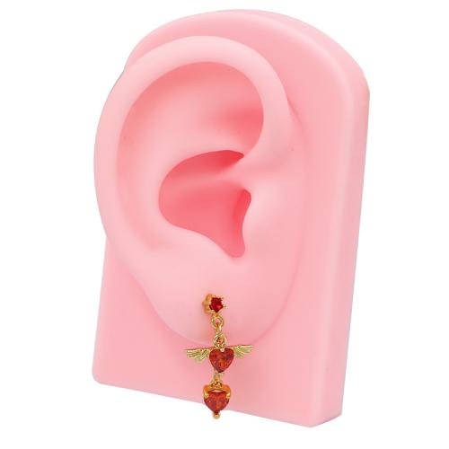 Acier titane piercing oreille, Placage, unisexe & pavé de micro zircon, plus de couleurs à choisir, Vendu par PC